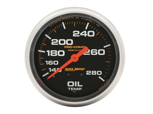 AutoMeter 5443 Autometer Liquid Filled Mechanical 66.7mm 140-280 deg F Oil Termperature Gauge Includes 12 ft Tubing