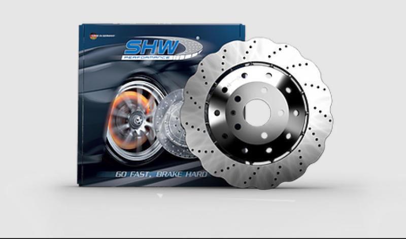 SHW Performance AFX47415 SHW 14-18 fits Audi RS7 4.0L Front Drilled-Dimpled Lightweight Wavy Brake Rotor (4G0615301AH)