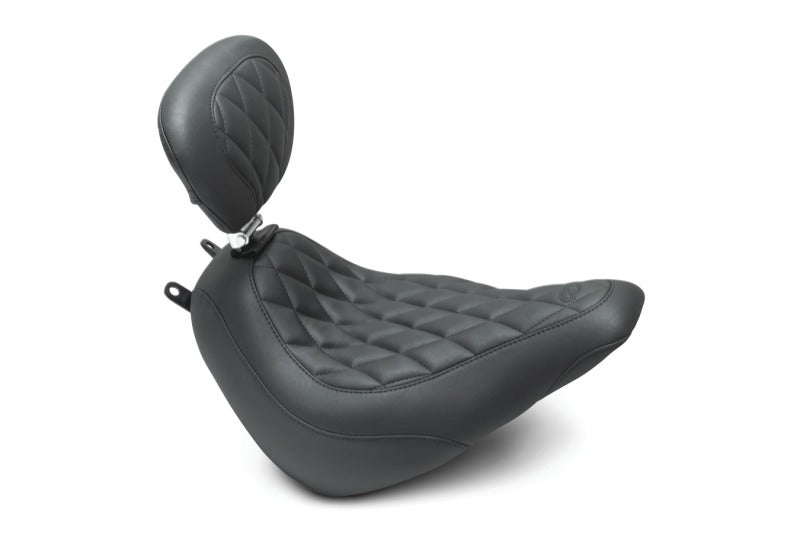 Mustang 83007 Harley Heritage Classic, Deluxe Wide Tripper Solo Seat w/Driver Backrest - Black