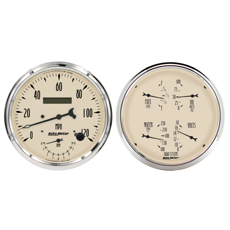 AutoMeter 1852 Autometer Antique Beige Quad & Tach/Speedo 5in. - 2 Pc.