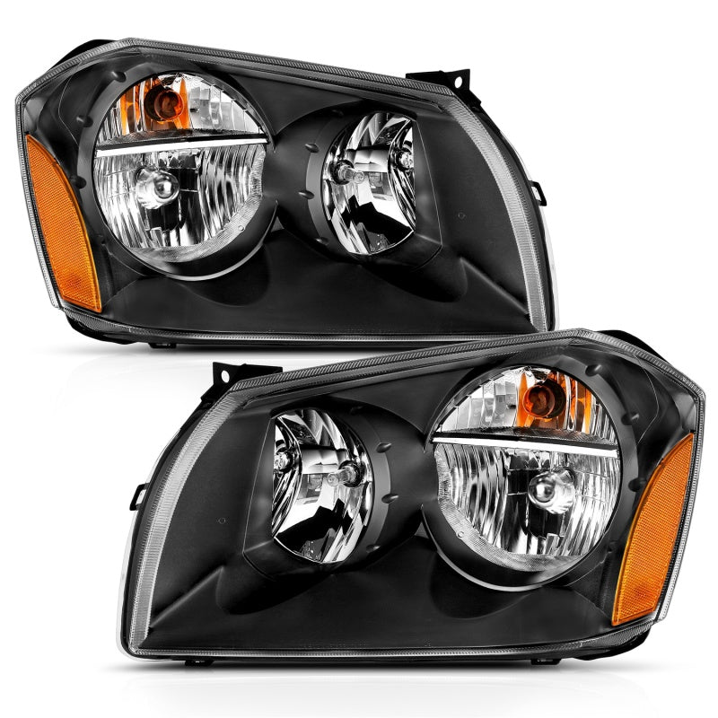 ANZO 111425 2007 fits Dodge 05-20 Magnum Crystal Headlight Black Amber