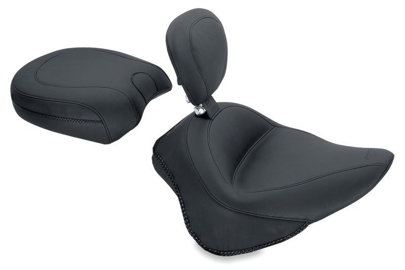 Mustang 79742 Harley Blackline,12-17 Slim/Slim S Wide Touring Solo Seat w/Driver Backrest - Black