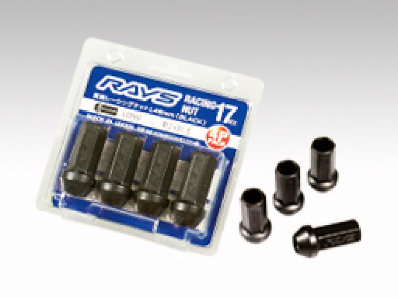 Rays W17RN1215B 17 Hex L48 Racing Nut 12x1.5 - Black (4 Pieces)