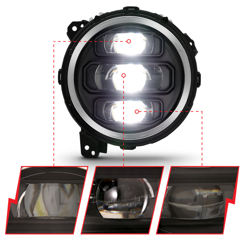 ANZO 111466 2019 fits Jeep 18-20 Wrangler Full Led ProjectorH.L Black