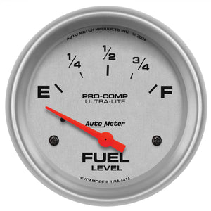AutoMeter 4414 Autometer Ultra-Lite 66.7mm Short Sweep Electronic 0 E/90 F Fuel Level Gauge