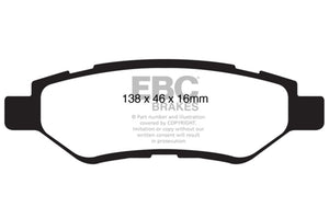 EBC DP21829 08-13 fits Cadillac CTS 3.0 Greenstuff Rear Brake Pads