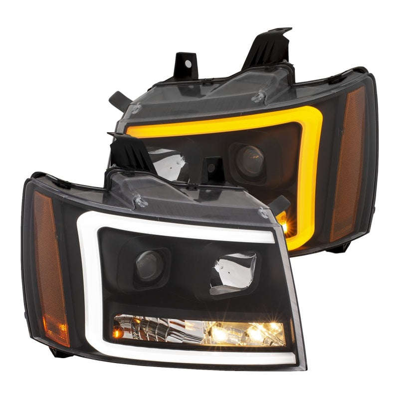 ANZO 111402 fits Chevy 07-14 Tahoe Projector Headlights w/ Plank Style Design Black w/ Amber