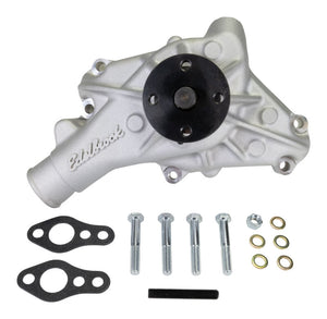 Edelbrock Long Water Pump For Small-Block Chevy, Reverse Rotation, Satin Finish