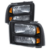 9026553 Xtune fits Ford 05-07 F250/350/450 Super Duty Crystal Headlights Black