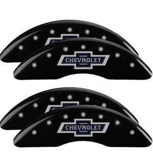 MGP 14173SBANBK 4 Caliper Covers Engraved F & R 100th Anniv Black Finish Silver