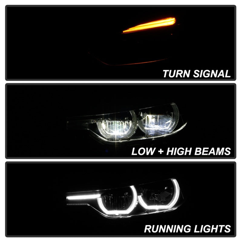 Spyder 9948534 fits BMW F30 3 Series 4Dr LED Projector Headlights Chrome PRO-JH
