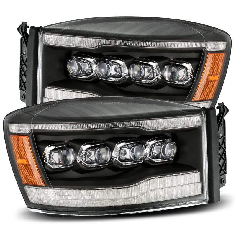 AlphaRex 880536 fits Dodge 06-08 Ram 1500HD NOVA LED ProjHeadlights Plank Style Blk w/Seq Signal/DRL/Amber LED