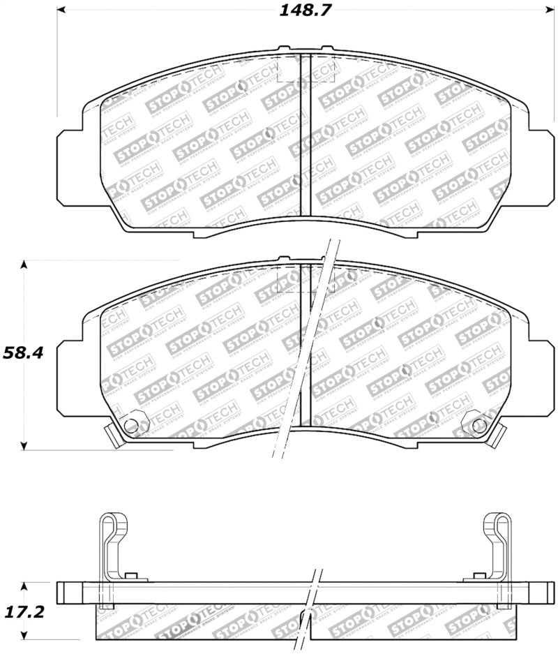 Stoptech 308.0787 Street Touring 04-09 fits Acura TSX / 09 Accord V6 Coupe ONLY Front Brake Pads
