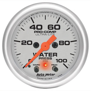 AutoMeter 4368 Autometer Ultra-Lite 2-1/16in 0-100PSI Electronic Water Pressure Gage