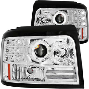 ANZO 111183 1992-1996 fits Ford F-150 Projector Headlights w/ Halo Chrome w/ Side Markers and Parking Lights