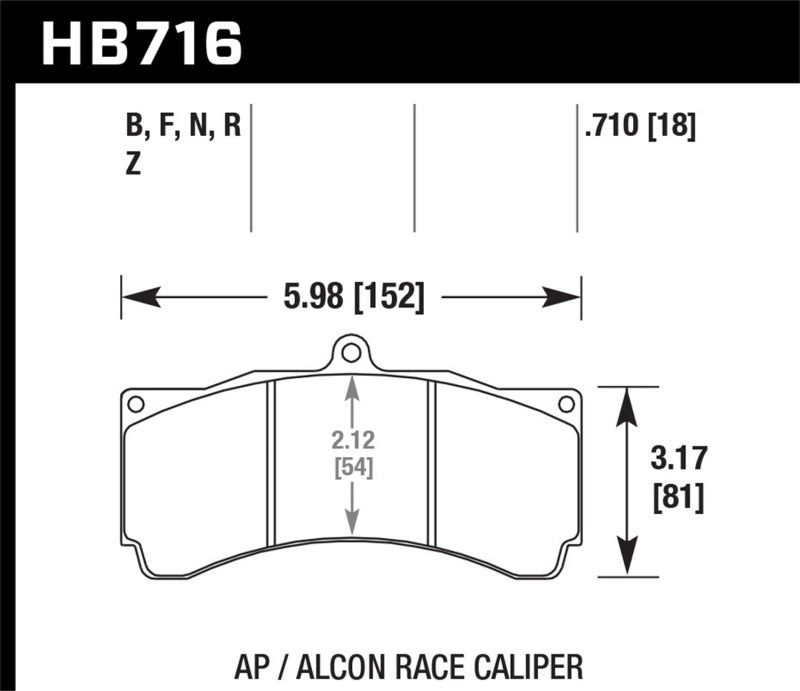 Hawk HB716G.710 fits AP Racing/Alcon Universal DTC-60 Race Brake Pads