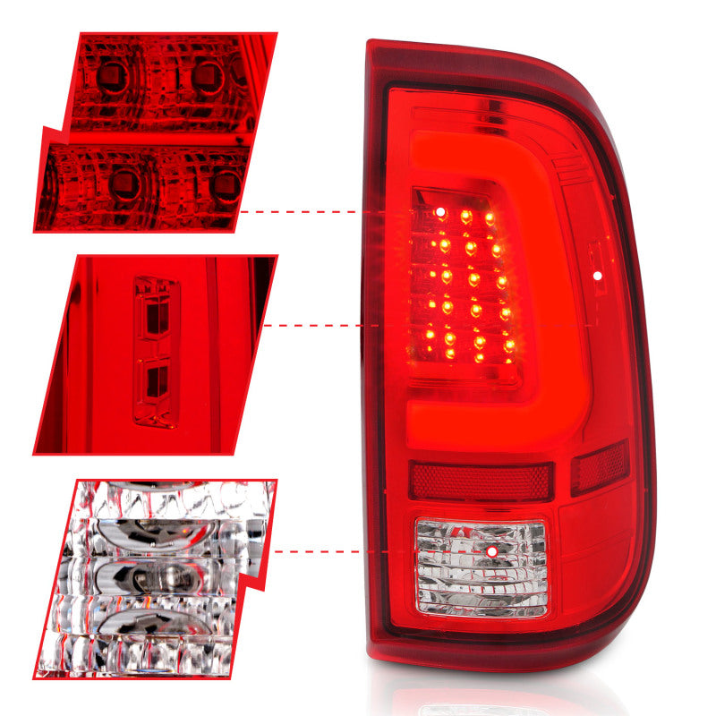 ANZO 311358 2016 fits Ford 08-20 F-250 LED Taillights Chrome Housing Red/Clear Lens (Pair)