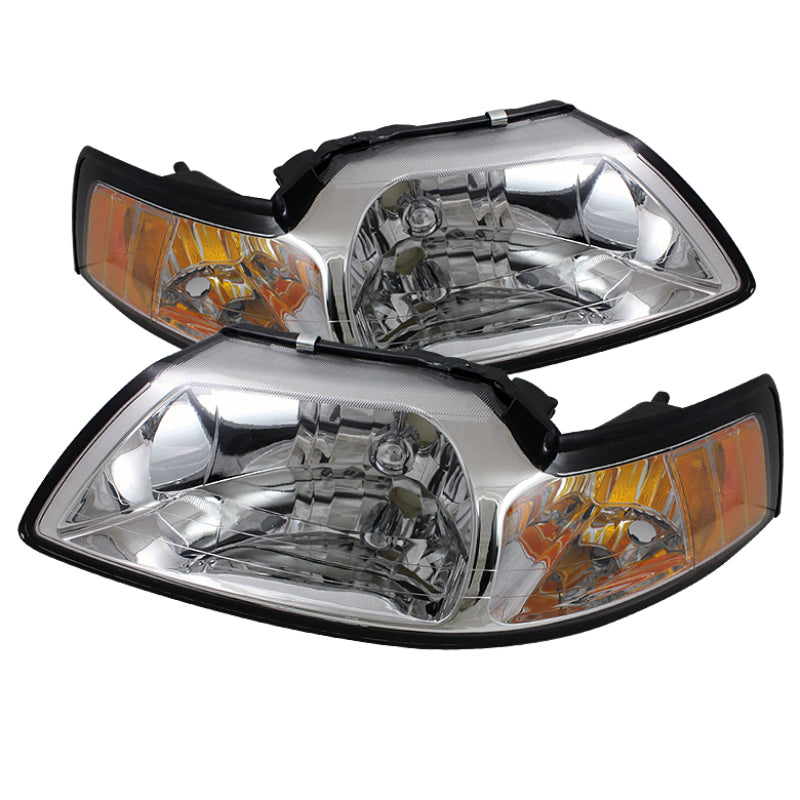5064493 Xtune fits Ford 99-04 MUStang Amber Crystal Headlights Chrome HD-JH-FM