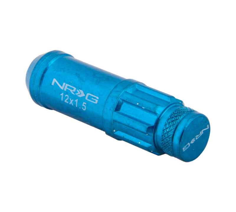 NRG LN-LS700BL-21 700 Series M12 X 1.5 Steel Lug Nut w/Dust Cap Cover Set 21 Pc w/Locks & Lock Socket - Blue