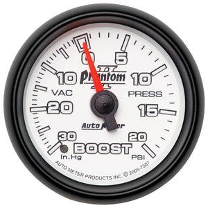 AutoMeter 7507 Autometer Phantom II 52.4mm Mechanical Vacuum / Boost Gauge 30 In. HG/20 PSI