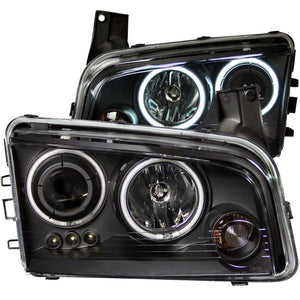 ANZO 121218 2006-2010 fits Dodge Charger Projector Headlights w/ Halo Chrome (CCFL)