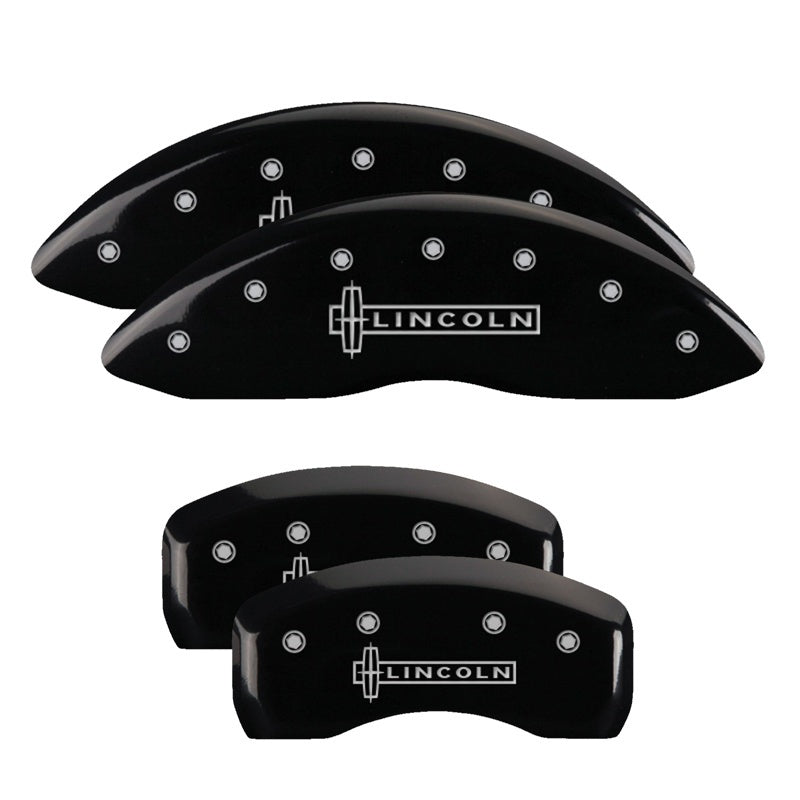 MGP 36023SLCNBK 4 Caliper Covers Engraved Front & Rear Lincoln Black Finish Silv