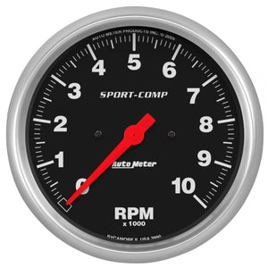 AutoMeter 3990 Autometer Sport-Comp 5in 10000 RPM Electronic In Dash Tachometer