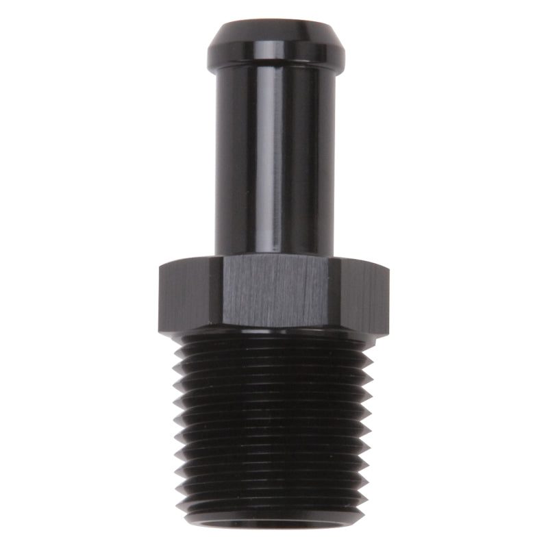 Edelbrock 8119 Hose End Straight 1/2In NPT to 1/2In Barb Black Anodize