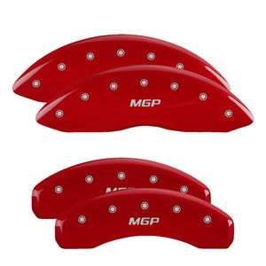 MGP 10128SMGPRD 4 Caliper Covers Engraved Front & Rear Red finish silver ch