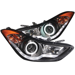 ANZO 121456 2011-2014 fits Hyundai Elantra Projector Headlights w/ Halo Black (CCFL)