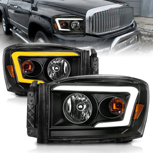 ANZO 111526 06-09 fits Dodge RAM 1500/2500/3500 Headlights Black Housing/Clear Lens (w/Switchback Light Bars)
