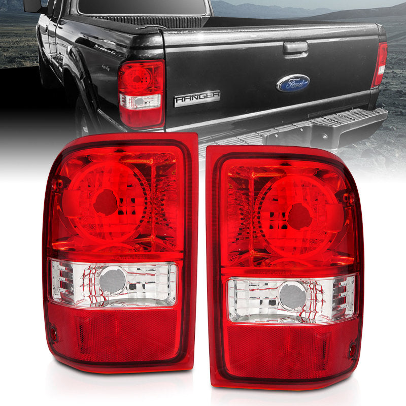 ANZO 211182 2011 fits Ford 01-20 Ranger Taillights w/ Red/Clear Lens (OE Replacement) Pair