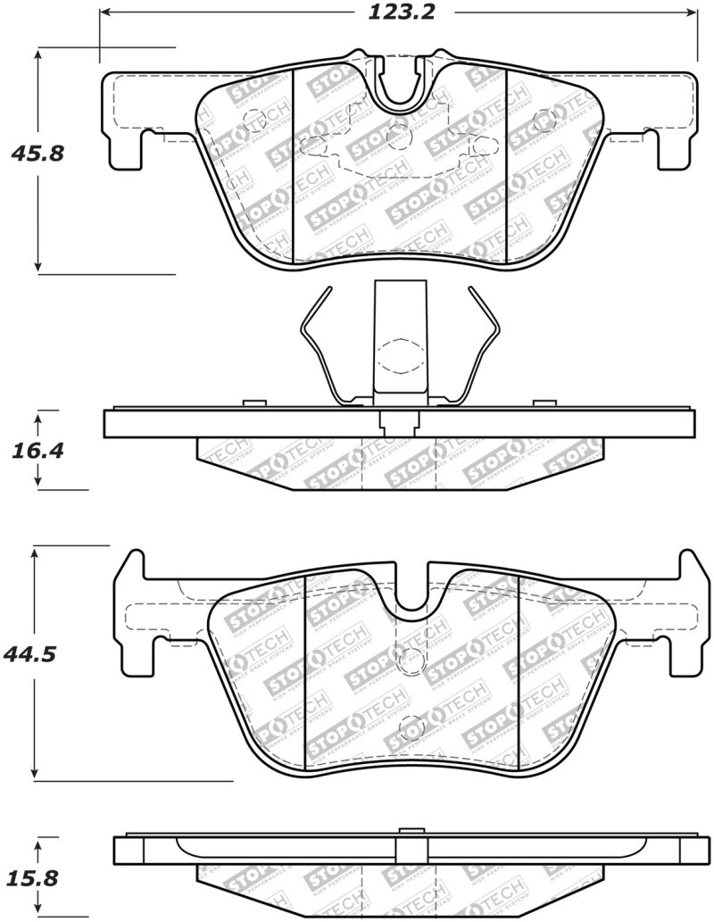 Stoptech 305.1613 Street Select Brake Pads w/Hardware - Rear