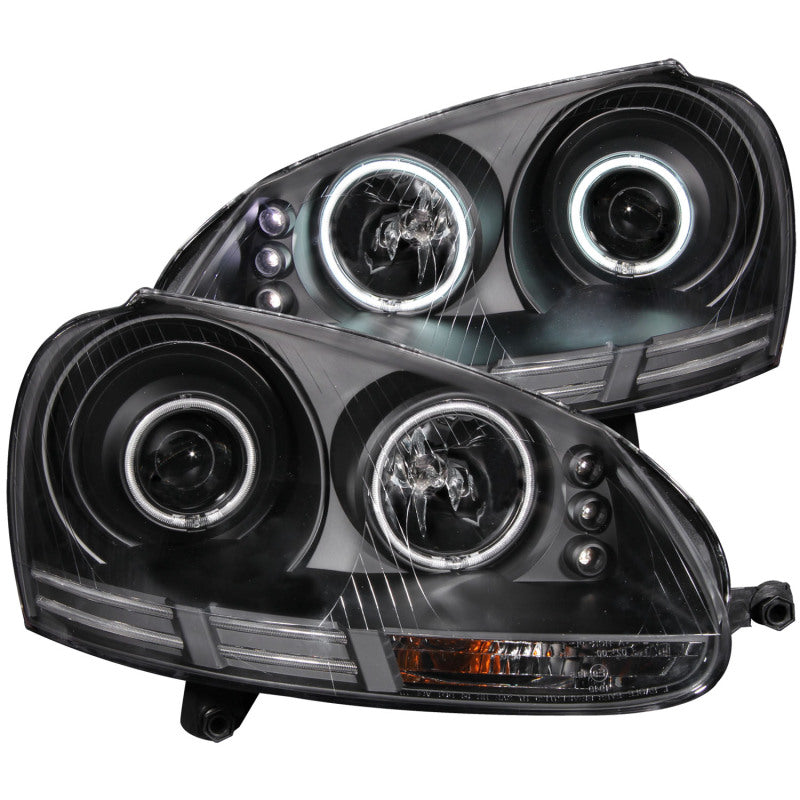 ANZO 121345 2009 fits Volkswagen 06-20 Rabbit Projector Headlights w/ Halo Black (CCFL)