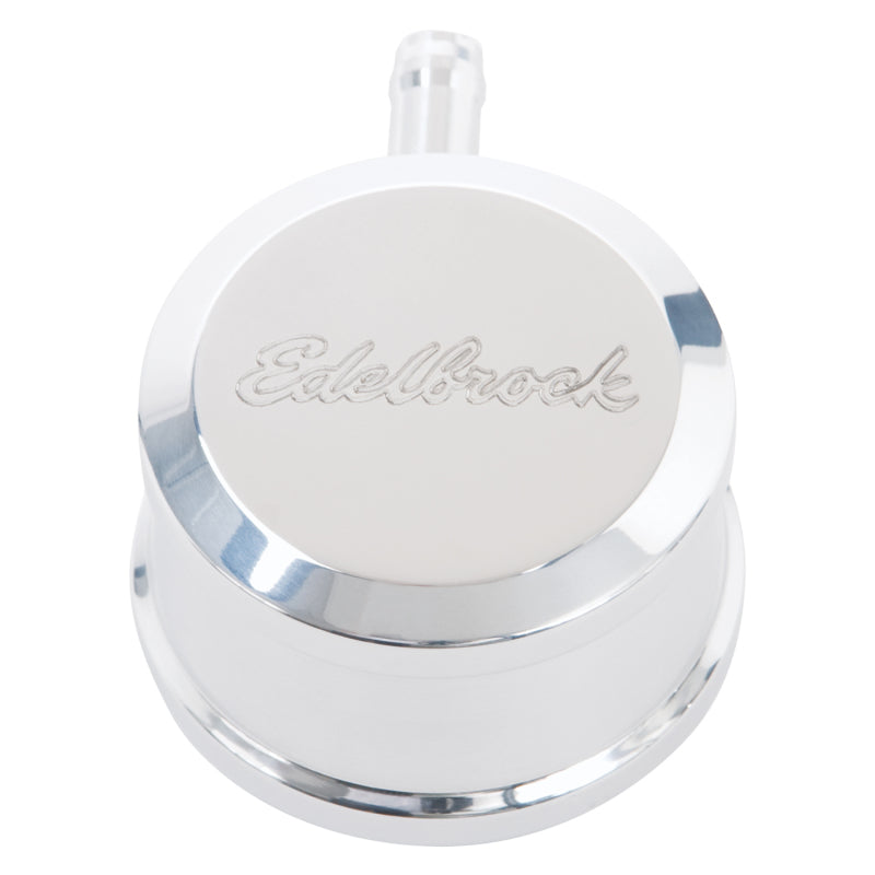 Edelbrock 4407 PCV for Valve Cover Aluminum Round Push In w/ 90-Degree Port Breather Look w/ Etched Logo