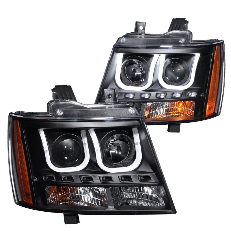 ANZO 111273 2013 fits Chevrolet 07-20 Avalanche Projector Headlights w/ U-Bar Black