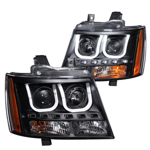 ANZO 111273 2007-2013 fits Chevrolet Avalanche Projector Headlights w/ U-Bar Black