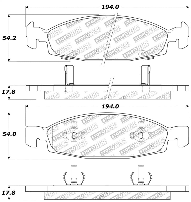 Stoptech 309.079 Sport Brake Pads w/Shims and Hardware - Front