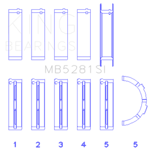 King MB5281SI0.5 fits Ford 281CI 4.6L V8 (Size +0.5) Main Bearing Set