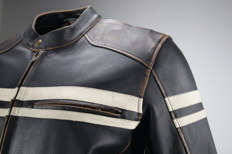 Kuryakyn 094382 Kuryakyn Leather By River Road Hoodlum Vintage Leather Jacket Black - Small