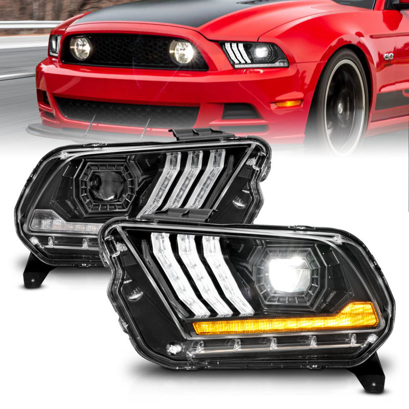 ANZO 121572 fits Ford 13-14 Mustang (w/ Factory HID/Xenon HL only) Projector Headlights w/Light Bar Black