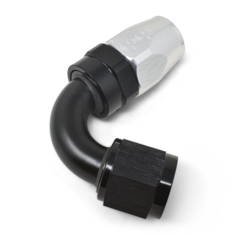 Russell 613413 Performance -8 AN Black/Silver 120 Degree Tight Radius Full Flow Swivel Hose End