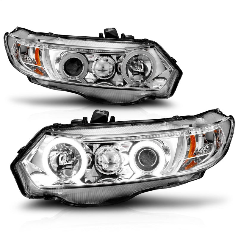 ANZO 121061 2011 fits Honda 06-20 Civic Projector Headlights w/ Halo Chrome (CCFL)