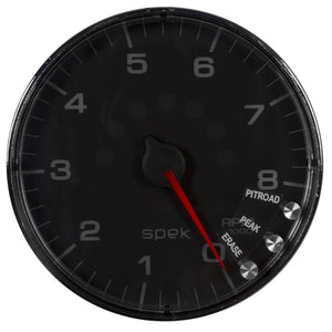 AutoMeter P238318 Autometer Spek-Pro Gauge Tachometer 5in 8K Rpm W/Shift Light & Peak Mem Black/Chrome