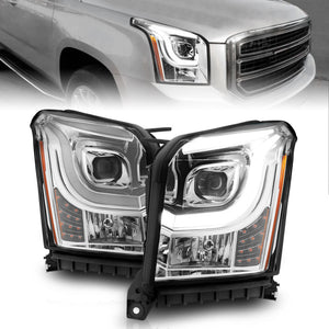 ANZO 111536 2015-2017 fits GMC Yukon XL Projector Headlights W Lightbar - Chrome/Amber