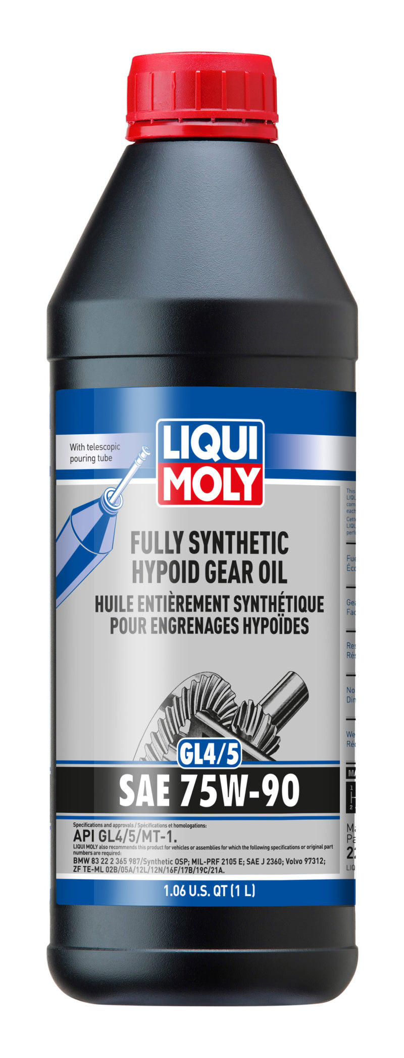 LIQUI MOLY 22090 1L Fully Synthetic Hypoid Gear Oil (GL4/5) 75W90