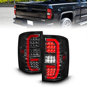 ANZO 311464 14-18 fits GMC Sierra 1500 Full LED Taillights Black Housing Clear Lens (w/C Light Bars)