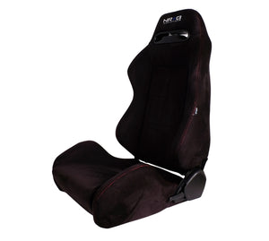 NRG RSC-220L RSC-220L/R Sport Seats Type-R Suede w/ Logo - Black w/Red