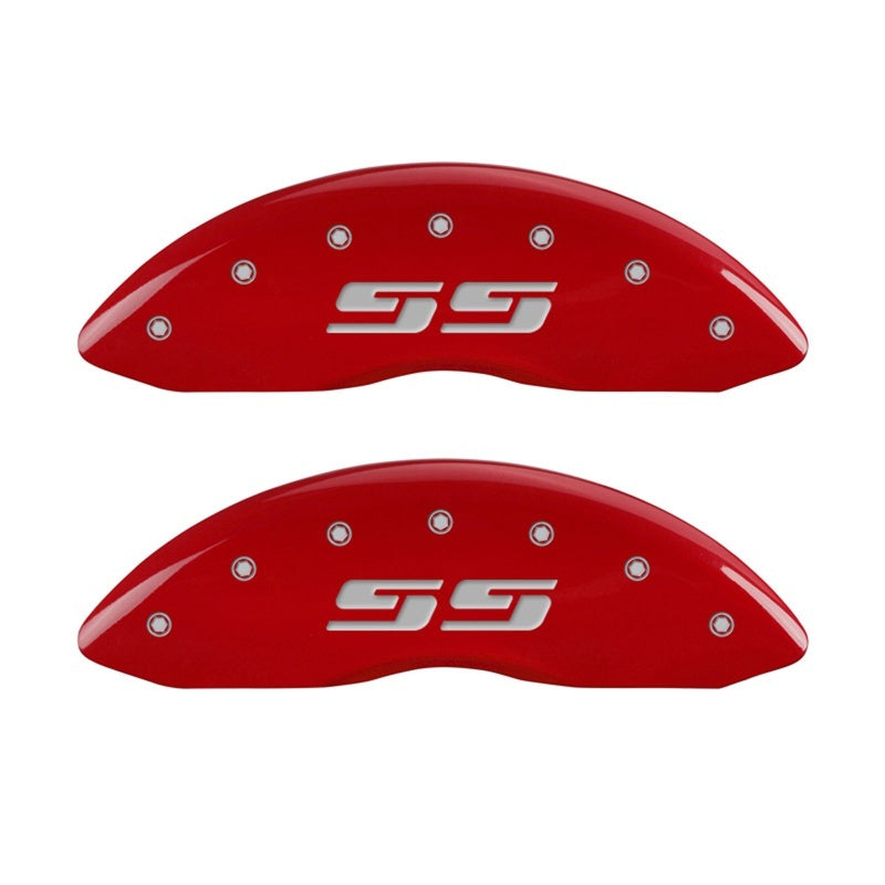 MGP 14207FSS3RD 2 Caliper Covers Eng Front fits Silverado SS Red Finish Sil Char