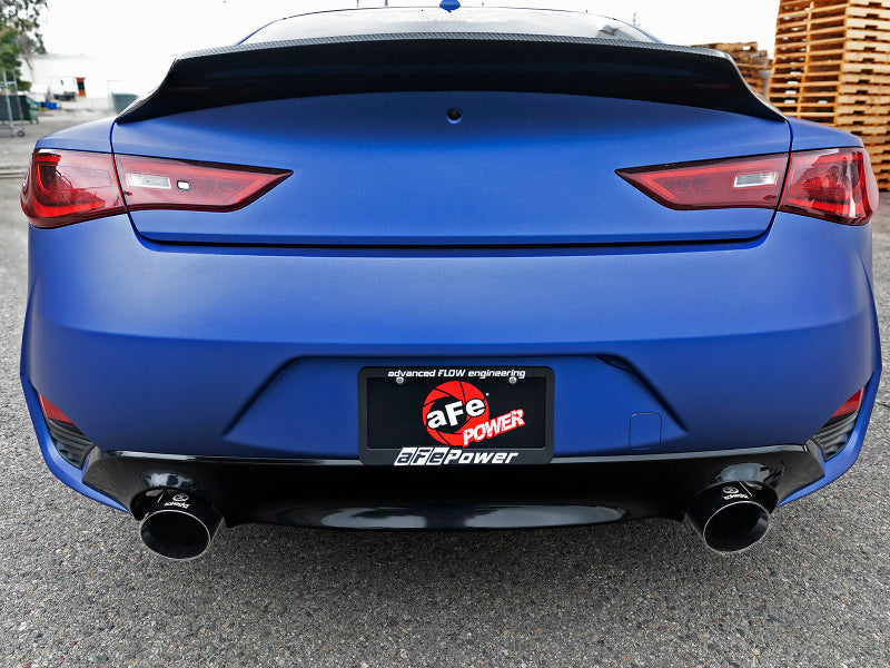 AFE 49-36134NM-B Takeda 2.5in 304 SS CB Exhaust w/ Black Tips 17-19 fits Infini